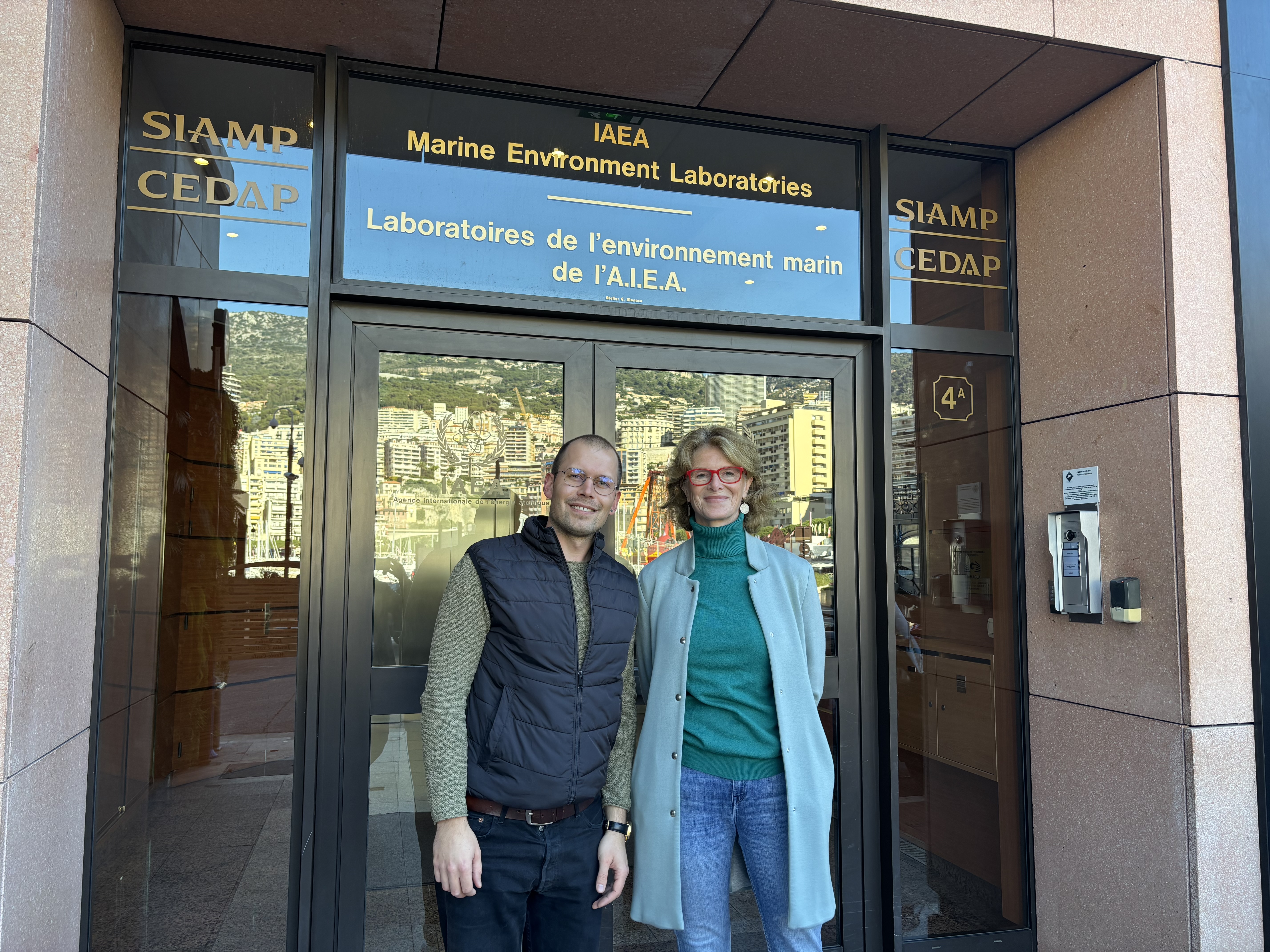 Kristof Moeller and Jana Friedrich at the IAEA Marine Environment Laboratories, Monaco